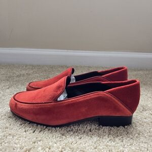 J.Mclaughlin Velvet Loafers Womens 6 Burnt Orange Slip On